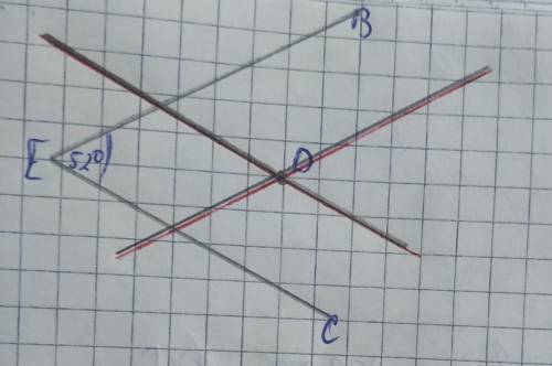 Начертите угол ВЕС, градусная мера которого ран- на 52. Отметьте между сторонами угла точку ри пров
