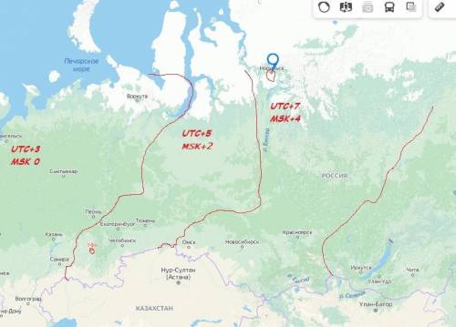 Сколько времени (с учетом декретного) будет в Норильске (VI), когда в Уфе 2 часа