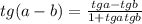 tg(a-b)=\frac{tga-tgb}{1+tgatgb}