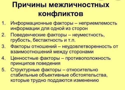 А) Назовите стадии развития конфликтной ситуации (не менее 5). Б) Укажите не менее 2 причин возникно