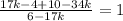 \frac{17k-4+10-34k}{6-17k}=1