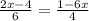 \frac{2x-4}{6}=\frac{1-6x}{4}