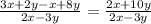 \frac{3x+2y-x+8y}{2x-3y}=\frac{2x+10y}{2x-3y}