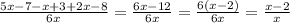 \frac{5x-7-x+3+2x-8}{6x}=\frac{6x-12}{6x}=\frac{6(x-2)}{6x}=\frac{x-2}{x}