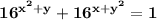 \bf\\16^{x^2+y}+16^{x+y^2}=1