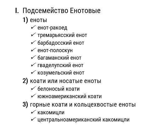 5. Представьте информацию в структурном виде так, чтобы ее было легче воспринимать: «В подсемействе