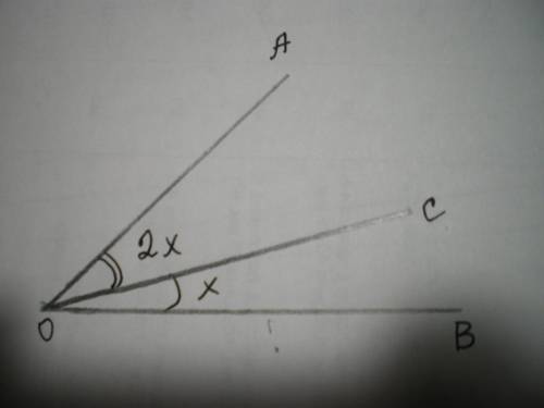 6.8 луч OC лежит внутри угла AOB равного 45. Найдите угол AOC, если он в два раза больше угла BOC