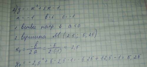 Упражнения 35. Найдите координаты вершины параболы: 1) у = х^2 - 4x - 52) у = х^2 + 5х -13) y = -x^2