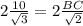 2\frac{10}{\sqrt{3}}=2\frac{BC}{\sqrt{2}}