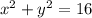 x^2+y^2=16