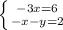 \left \{ {{-3x=6} \atop {-x-y=2}} \right.