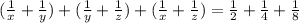 (\frac{1}{x} +\frac{1}{y}) +(\frac{1}{y} +\frac{1}{z})+ (\frac{1}{x} +\frac{1}{z}) =\frac{1}{2} +\frac{1}{4}+\frac{1}{8}