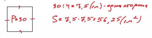 Найдите площадь квадрата, если периметр равен 30 см