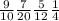 \frac{9}{10} \frac{7}{20} \frac{5}{12} \frac{1}{4}