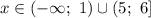 x\in(-\infty;\ 1)\cup(5;\ 6]