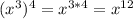 (x^3)^4=x^{3*4}=x^{12}