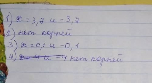 3. Решите уравнение: 1)|x|=3; 2) |x-3|= 2; 3) |x-4|=0; 4) |x+3|=-4;