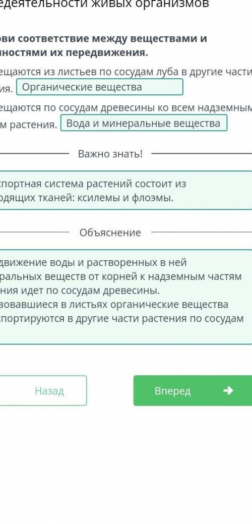 Установи соответствие между веществами и особенностями их передвижения. Перемещаются из листьев по с