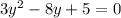 3y^2-8y+5=0