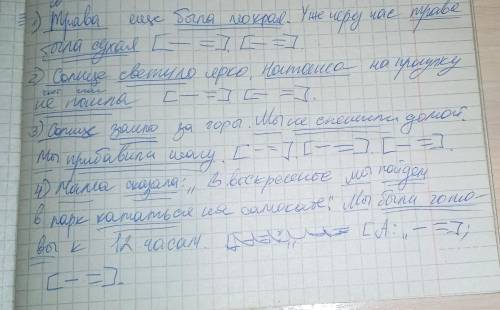 1. Утром шёл дождь. Трава ещё была мокрая. Уже через час трава была сухая. 2. Солнце светило ярко. Н