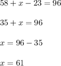 58+x-23=9635+x=96x=96-35x=61