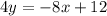 4y = - 8x + 12