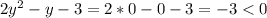 2y^2-y-3=2*0-0-3=-3