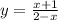 y=\frac{x+1}{2-x}