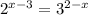 2 {}^{x - 3} = 3 {}^{2 - x}