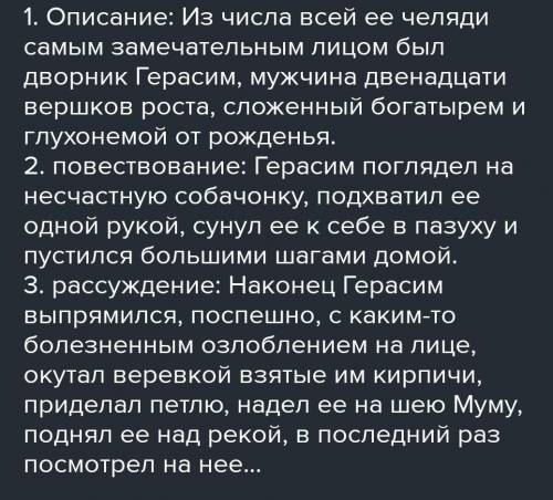 Из Муму выписать 2-3 предложения с описанием предмета.