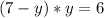 \displaystyle (7-y)*y=6