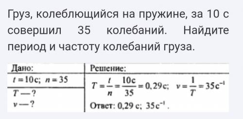 Грузик на пружине за 12 с совершил 38 колебаний. Определи период и частоту колебаний грузика. Среди