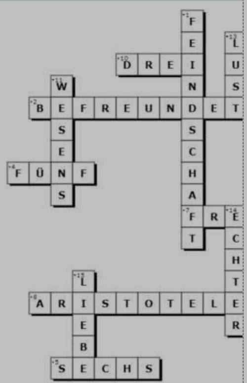 Составить кроссворд на тему Freundschaft (Дружба) (15 слов) надо очень