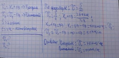 Решите задачу, составив уравнение. Два мотоциклиста Вадим и Виталий договорились встретиться через 3