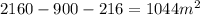 2160 - 900 - 216 = 1044 {m}^{2}