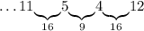 \ldots11\underset{16}{\underbrace{}}5\underset{9}{\underbrace{}}4\underset{16}{\underbrace{}}12