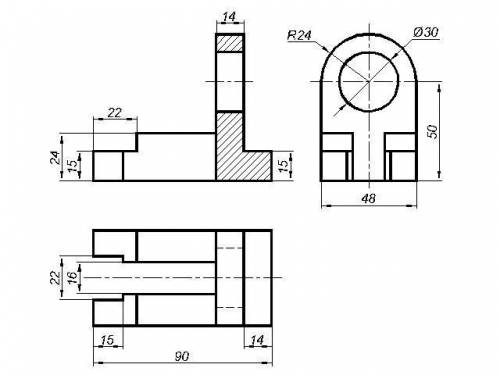 по Черчению 8 класс Начертите 3 вида (главный, сверху,сбоку) вас мне в этом вопросе По размерам