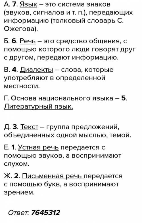 1. Сопоставьте понятия и определения. Заполните таблицу. ответ запишите в виде последовательности ци