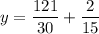 \displaystyle y=\frac{{121}}{{30}}+\frac{2}{{15}}