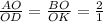 \frac{AO}{OD} =\frac{BO}{OK} =\frac{2}{1}