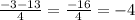 \frac{-3 - 13}{4} = \frac{-16}{4} = -4