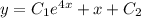 y = C_1e^{4x} + x + C_2