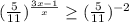 (\frac{5}{11}) ^{\frac{3x-1}{x}}\geq (\frac{5}{11} )^{-2}