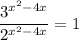 \dfrac{3^{x^2-4x}}{2^{x^2 - 4x}} =1