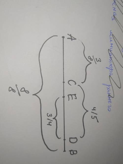 выразите отрезок AB =8 см. Отметьте на этом отрезке точки C, D, и E так, чтобы: a) AC был равен трем