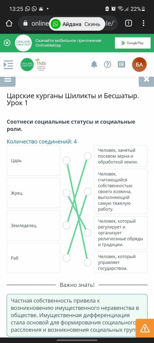 Царские курганы Шиликты и Бесшатыр. Урок 1. Соотнеси социальные статусы и социальные роли. Количеств