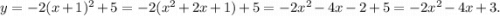 y=-2(x+1)^2+5=-2(x^2+2x+1)+5=-2x^2-4x-2+5=-2x^2-4x+3.