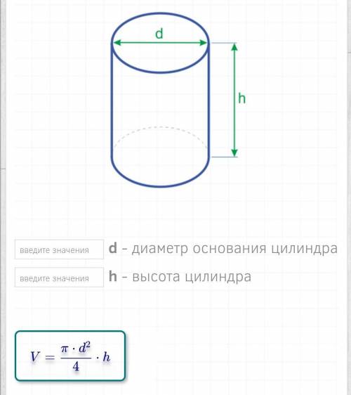 Формулы нахождения объема цилиндра