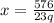 x = \frac{576}{23q}