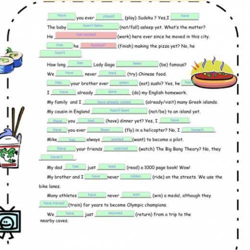 Present perfect 40 points